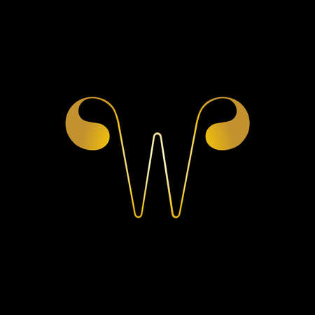 W Luxury gold Letter Logo template in vector for Restaurant, Royalty, Boutique, Cafe, Hotel, Heraldic, Jewelry, Fashion and other vector illustration. W icon design for fashion and beauty company.のイラスト素材