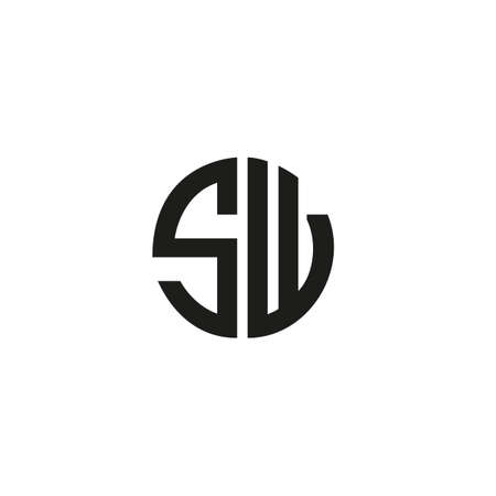 SW letter logo, S W letter icon design. SW white letter on black background. Outstanding professional trendy awesome artistic black and white color SW WS initial based Alphabet icon logo. sw, ws, w s.のイラスト素材