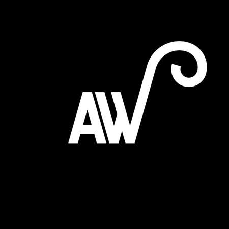 AW letter logo design on black background. AW creative initials letter logo concept. aw letter design. AW white letter design on black background. A W, a w logoのイラスト素材