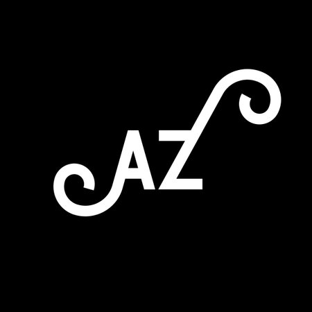 AZ letter logo design on black background. AZ creative initials letter logo concept. az letter design. AZ white letter design on black background. A Z, a z logoのイラスト素材