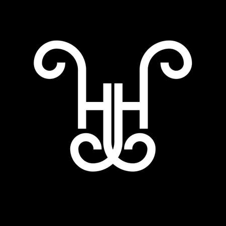HH letter logo design on black background. HH creative initials letter logo concept. hh letter design. HH white letter design on black background. H H, h H logoのイラスト素材