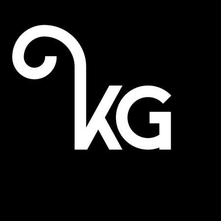 KG letter logo design on black background. KG creative initials letter logo concept. kg letter design. KG white letter design on black background. K G, k g logoのイラスト素材