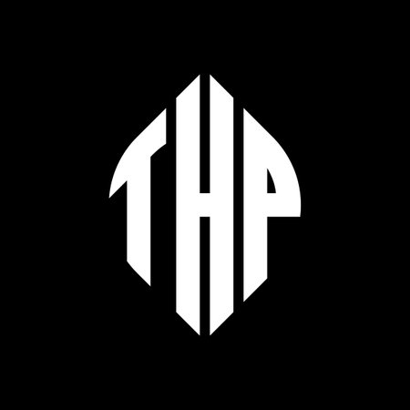 THP circle letter logo design with circle and ellipse shape. THP ellipse letters with typographic style. The three initials form a circle logo. THP Circle Emblem Abstract Monogram Letter Mark Vector.&#xD;&#xA;のイラスト素材