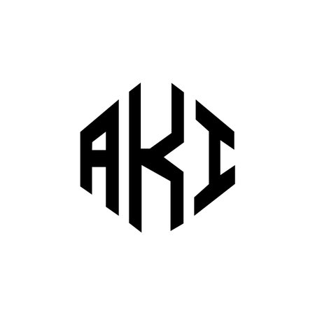 AKI letter logo design with polygon shape. AKI polygon and cube