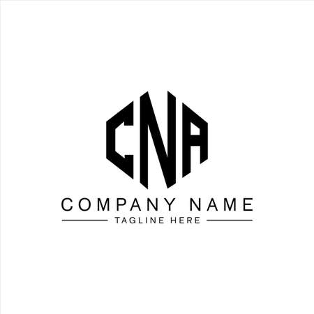 CNA letter logo design with polygon shape. CNA polygon and cube shape logo design. CNA hexagon vector logo template white and black colors. CNA monogram, business and real estate logo.&#xD;&#xA;のイラスト素材