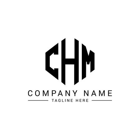 CHM letter logo design with polygon shape. CHM polygon and cube shape logo design. CHM hexagon vector logo template white and black colors. CHM monogram, business and real estate logo.&#xD;&#xA;のイラスト素材