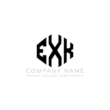 EXK letter logo design with polygon shape. EXK polygon and cube shape logo design. EXK hexagon vector logo template white and black colors. EXK monogram, business and real estate logo.&#xD;&#xA;のイラスト素材