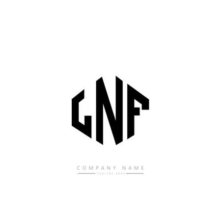 LNF letter logo design with polygon shape. LNF polygon and cube shape logo design. LNF hexagon vector logo template white and black colors. LNF monogram, business and real estate logo.