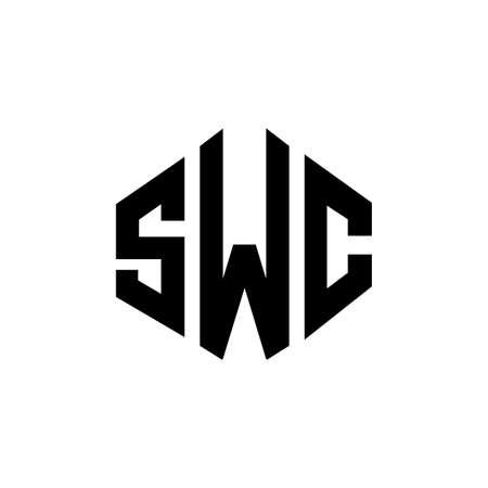 SWC letter logo design with polygon shape. SWC polygon and cube shape logo design. SWC hexagon vector logo template white and black colors. SWC monogram, business and real estate logo.&#xD;&#xA;のイラスト素材