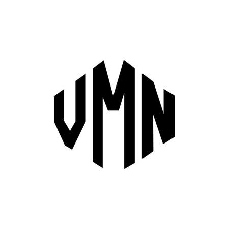 VMN letter logo design with polygon shape. VMN polygon and cube shape logo design. VMN hexagon vector logo template white and black colors. VMN monogram, business and real estate logo.&#xD;&#xA;のイラスト素材