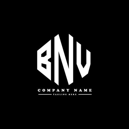 BNV letter logo design with polygon shape. BNV polygon and cube shape logo design. BNV hexagon vector logo template white and black colors. BNV monogram, business and real estate logo.のイラスト素材