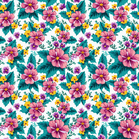 Flower pattern with leaves. Floral bouquets flower compositions. Floral pattern