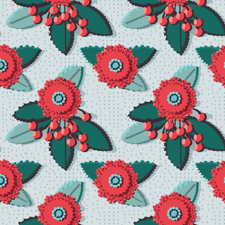 Pattern art design. Flower pattern with leaves. Floral bouquets. Flower compositions. Floral patternのイラスト素材