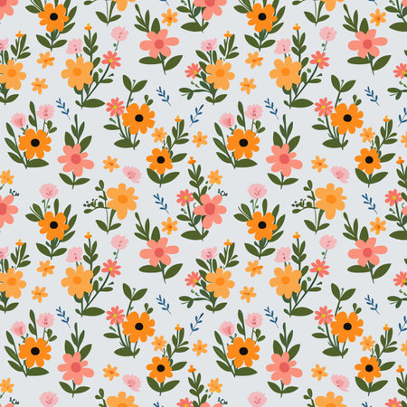 Pattern art design. Flower pattern with leaves floral bouquets flower compositions. Floral patternのイラスト素材