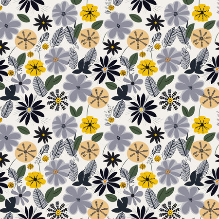 Flower pattern with leaves. Floral bouquets flower compositions. Floral pattern.のイラスト素材