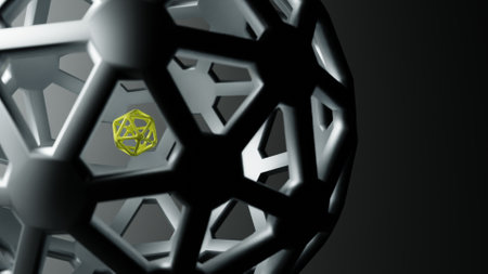 Abstract 3d rendering of geometric shapes. Science and technology background.の写真素材