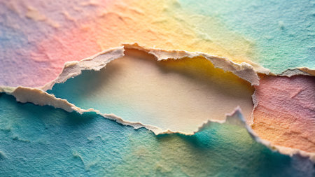 Colorful torn paper with space for your message, soft focus backgroundの素材