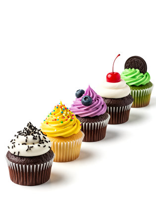 Cupcakes isolated on white background with clipping path and full depth of fieldの素材
