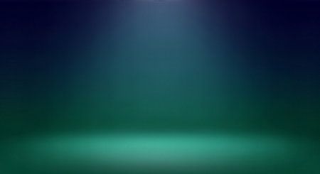 A gradient teal background is illuminated by a central spotlight, creating a dramatic and focused effect. The lighting enhances the depth and texture of the backdrop.の素材