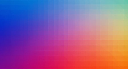 A pixelated gradient background featuring a smooth transition from blue and purple to orange and yellow, creating a visually appealing and modern aesthetic.の素材