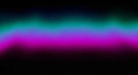 An abstract gradient background featuring a smooth transition from black to teal, then to purple. The colors blend seamlessly, creating a soft, dreamy, aurora-like effect.の素材