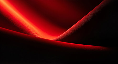 Vibrant red light streaks across dark spaceの素材