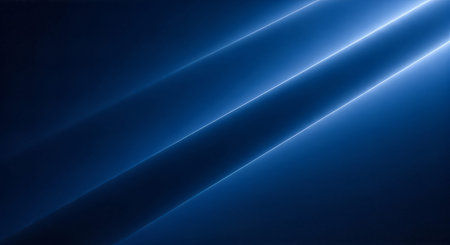 Dark blue background with bright light beamsの素材