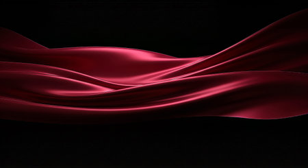 Red abstract wave light background texture on blackの素材