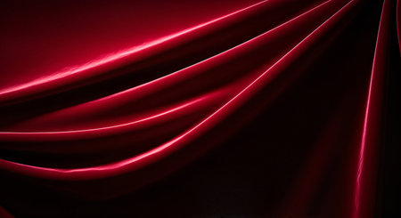 Abstract red neon light lines on dark backgroundの素材