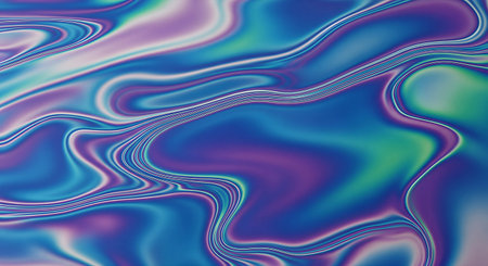 Multicolored swirling abstract background with iridescent hues of blue, purple, and green, creating a mesmerizing visual effect.の素材