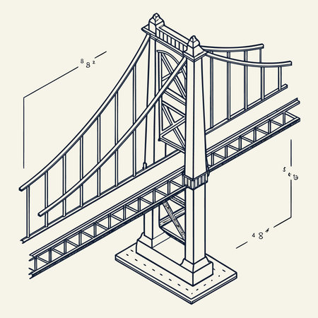 Vector isometric illustration of the famous San Francisco Golden Gate Bridge.