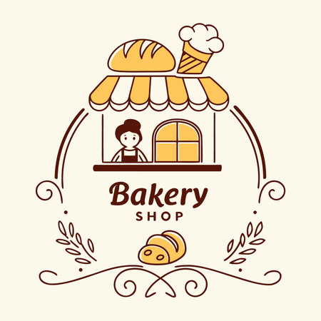 bakery shop design, vector illustration eps10 graphic. retroのイラスト素材