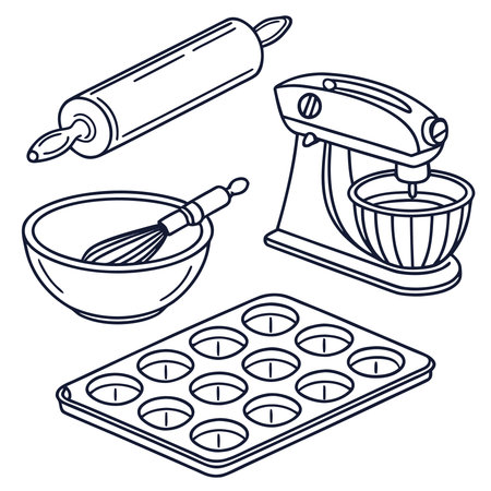 Set of baking utensils. Vector illustration in outline style.のイラスト素材