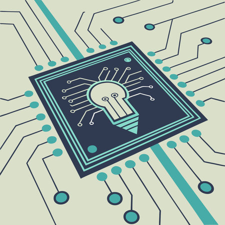 Circuit board with lightbulb. Technology background. Vector illustration.のイラスト素材