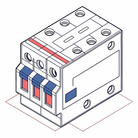 Isometric 3d electric fuse box on white background. Vector illustration.