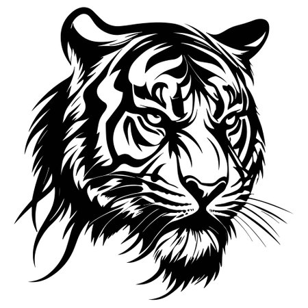 Tiger Head Mascot. Vector illustration ready for vinyl cutting.のイラスト素材