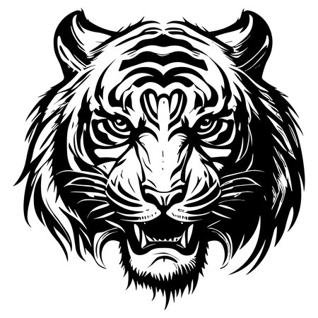 Tiger head. Wild Animal. Vector illustration ready for vinyl cutting.のイラスト素材