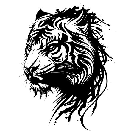 Tribal lion head in grunge style. Vector illustration.のイラスト素材