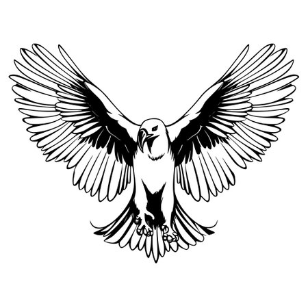 Eagle. Black and white vector illustration for tattoo or t-shirt design.のイラスト素材