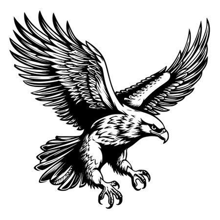 Eagle with wings. Vector illustration for tattoo or t-shirt designのイラスト素材