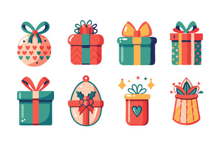 Vector illustration of various holiday gift boxesのイラスト素材