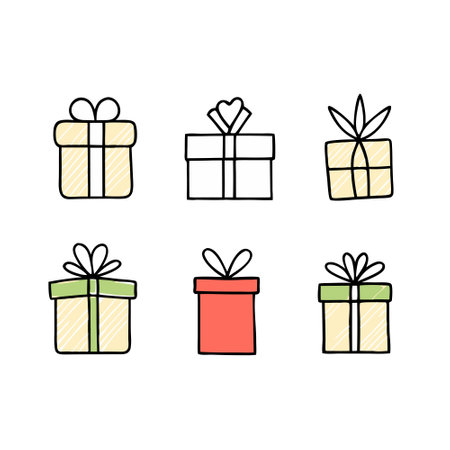 Vector illustration of various holiday gift boxesのイラスト素材