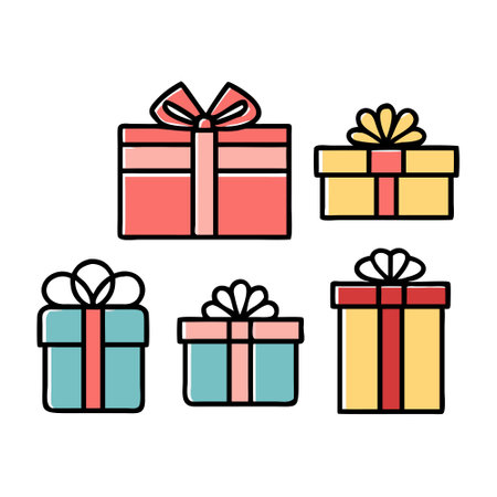 Vector illustration of various holiday gift boxesのイラスト素材