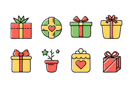 Vector illustration of various holiday gift boxesのイラスト素材