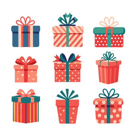 Vector illustration of various holiday gift boxesのイラスト素材