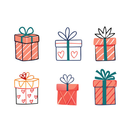 Vector illustration of various holiday gift boxesのイラスト素材