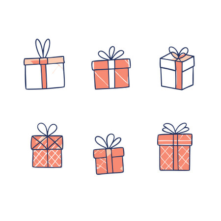 Vector illustration of various holiday gift boxesのイラスト素材