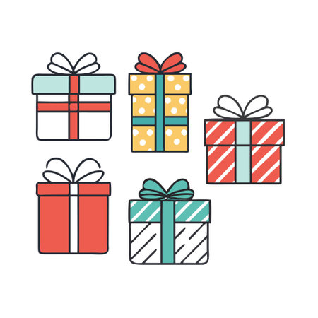 Vector illustration of various holiday gift boxesのイラスト素材