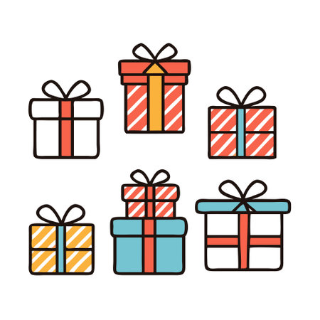 Vector illustration of various holiday gift boxesのイラスト素材