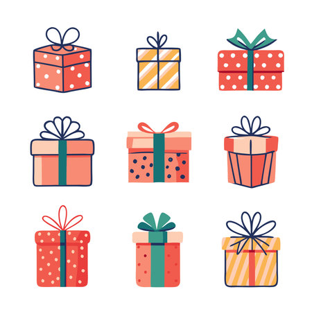 Vector illustration of various holiday gift boxesのイラスト素材